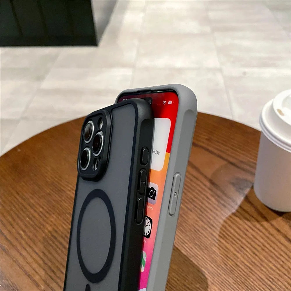 For iPhone 14 Pro Max Case Compatible with MagSafe TPU + PC Skin Touch Matte Phone Cover - Black - 5