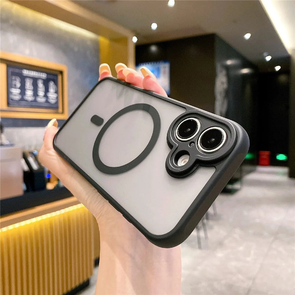 For iPhone 16 Plus Case Compatible with MagSafe TPU + PC Skin Touch Matte Phone Cover - Black - 3