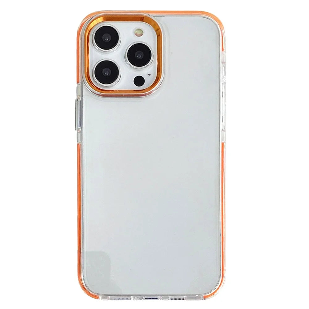 For iPhone 15 Pro Max Phone Case Ultra Clear Shockproof PC + TPU Back Cover - Orange - 1