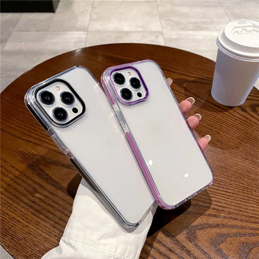 For iPhone 15 Pro Max Phone Case Ultra Clear Shockproof PC + TPU Back Cover - Orange - 4