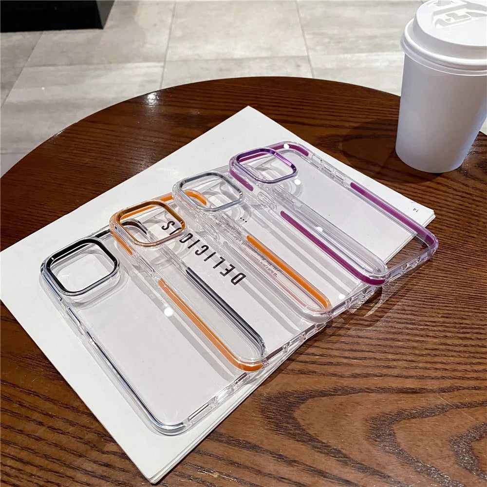 For iPhone 15 Pro Phone Case Ultra Clear Shockproof PC + TPU Back Cover - Orange - 7