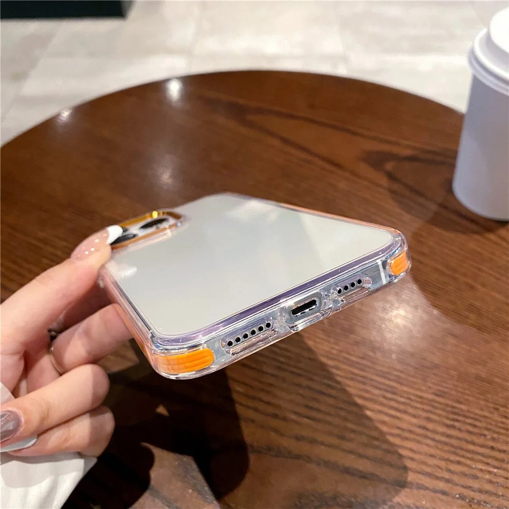 For iPhone 14 Pro Phone Case Ultra Clear Shockproof PC + TPU Back Cover - Orange - 6