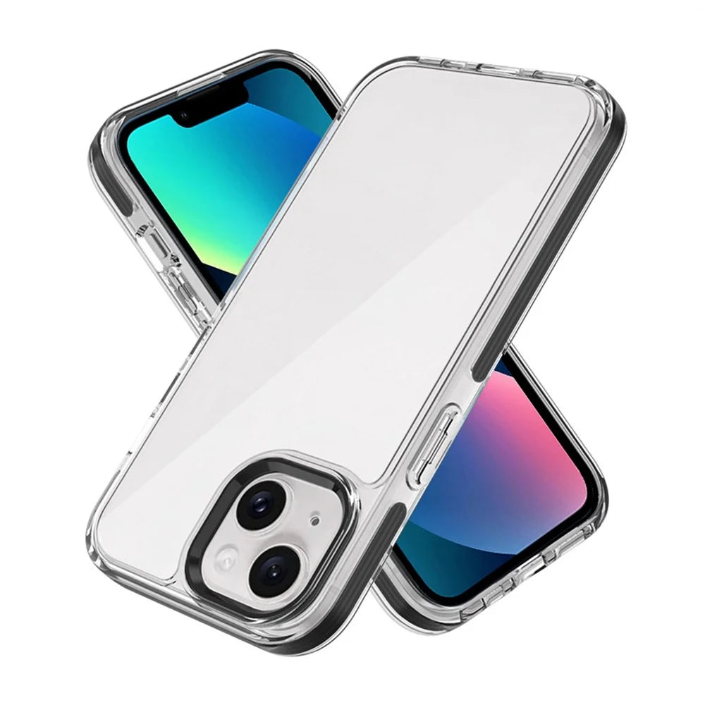 For iPhone 13 Phone Case Ultra Clear Shockproof PC + TPU Back Cover - Black - 2