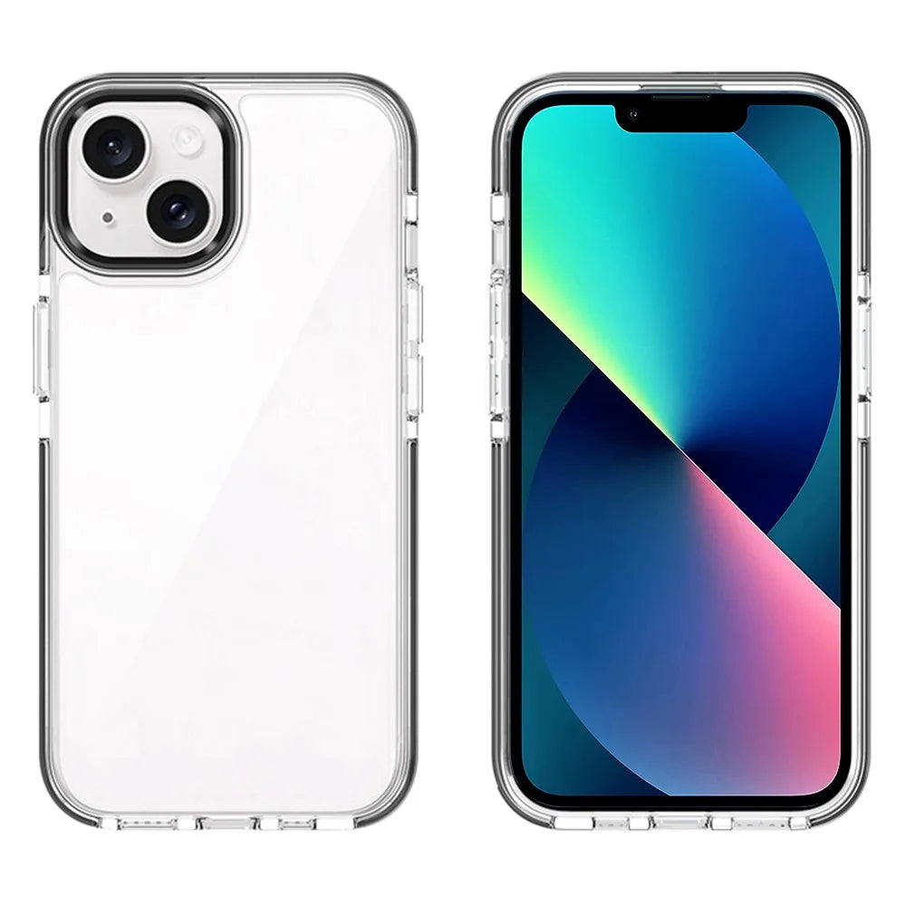 For iPhone 13 Phone Case Ultra Clear Shockproof PC + TPU Back Cover - Black - 4