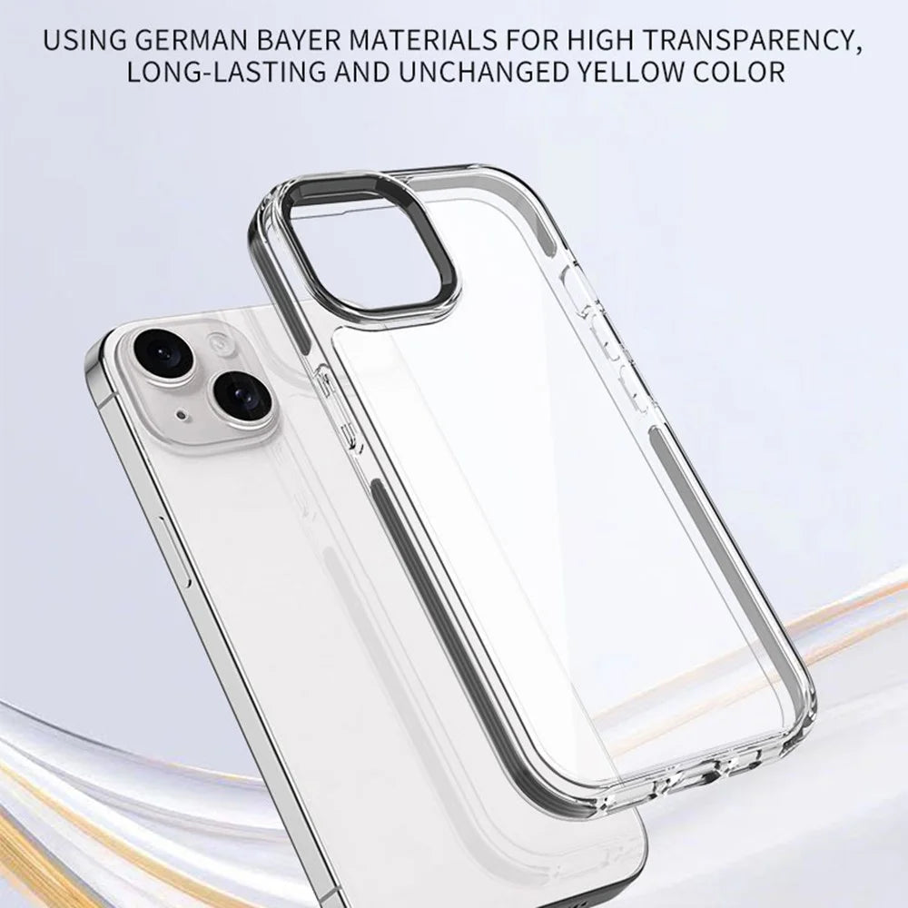 For iPhone 13 Phone Case Ultra Clear Shockproof PC + TPU Back Cover - Black - 6