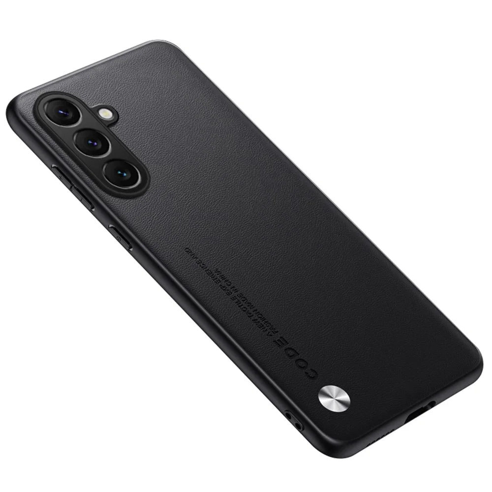 For Samsung Galaxy S25 Case Anti Drop TPU + PU Leather Texture Phone Protective Cover - Black - 1