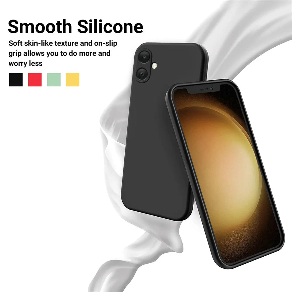 For Samsung Galaxy F05 / Galaxy M05 4G Case Liquid Silicone Phone Back Cover with Hand Strap - Black - 3