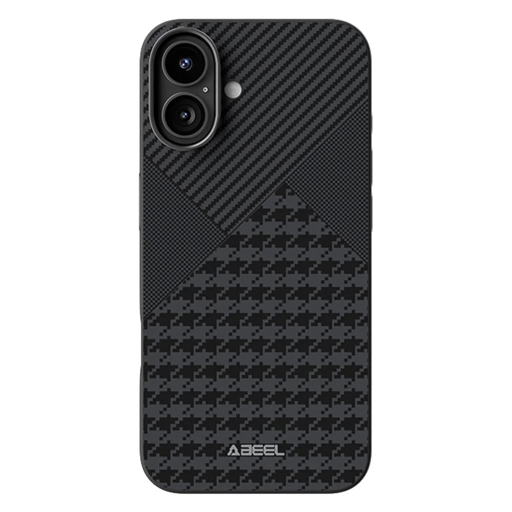 ABEEL For iPhone 16 Plus Case Compatible with MagSafe Micro-Embossing PC TPU Aluminum Alloy Leather Phone Cover - 1
