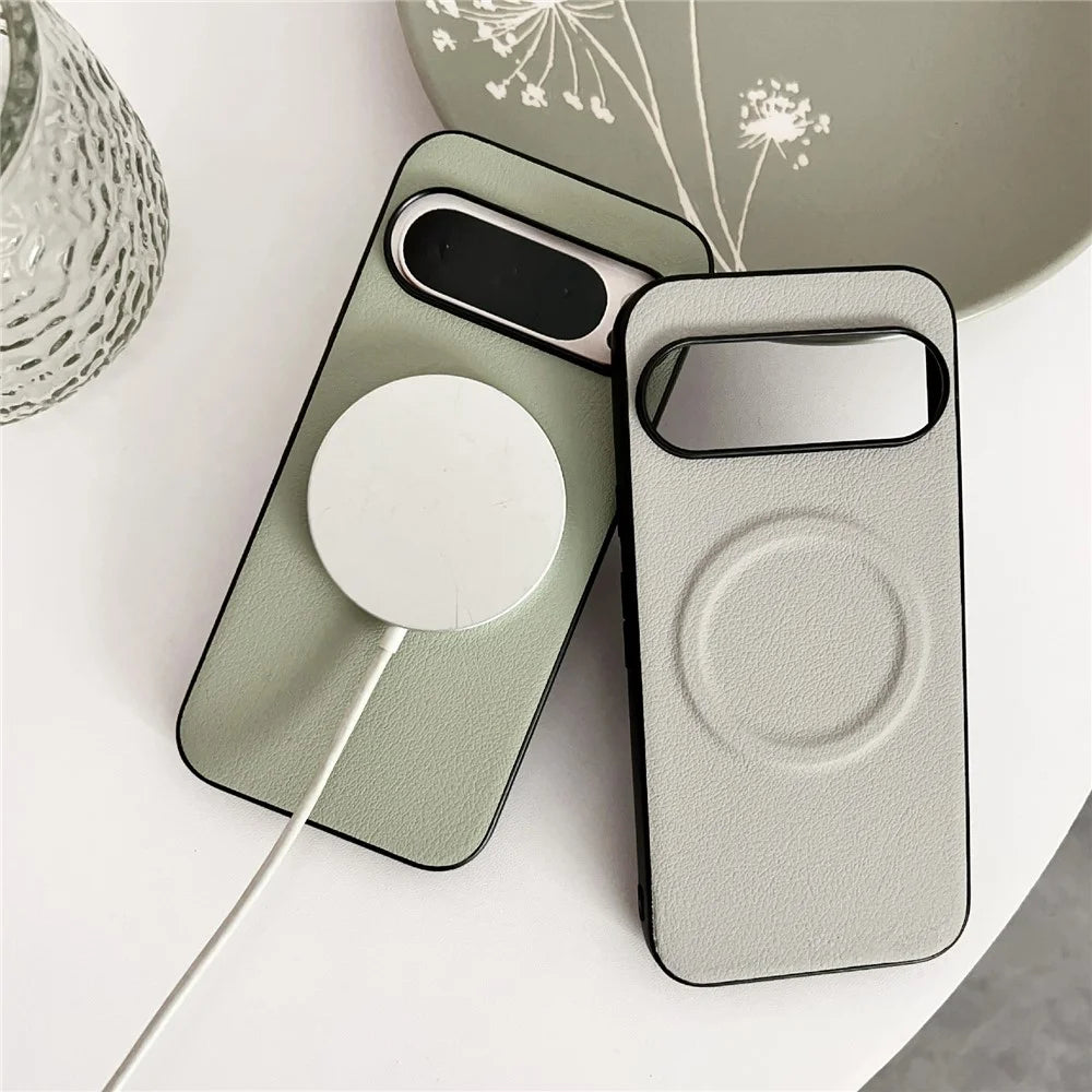 For Google Pixel 9 Pro  /  Pixel 9 Magnetic Case PU + TPU Phone Back Cover - White - 2