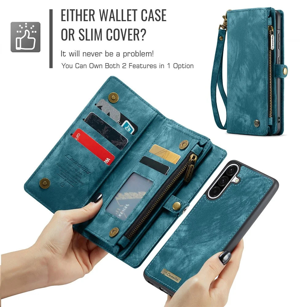 CASEME 008 For Samsung Galaxy A56 5G Phone Cases Leather Cover with Detachable Wallet and Strap - Blue - 7
