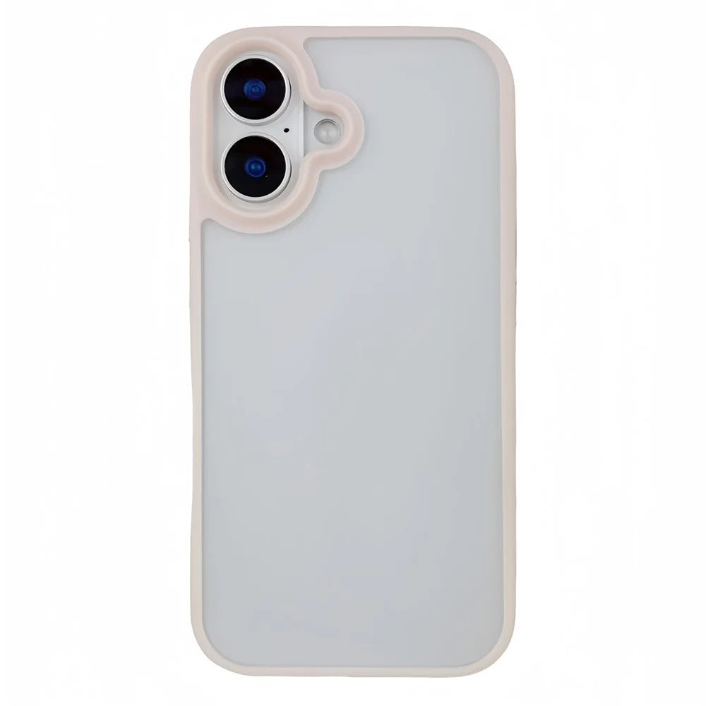For iPhone 16 Case Curved Frame PC + TPU Phone Cover Anti Drop Protection - Pink - 1
