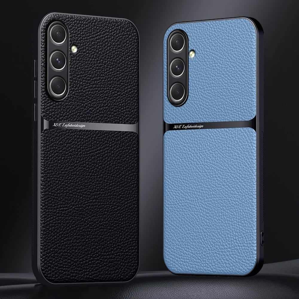 For Samsung Galaxy A56 5G Magnetic Case Litchi Texture Slim Soft TPU + PU Leather Phone Cover - Green - 7