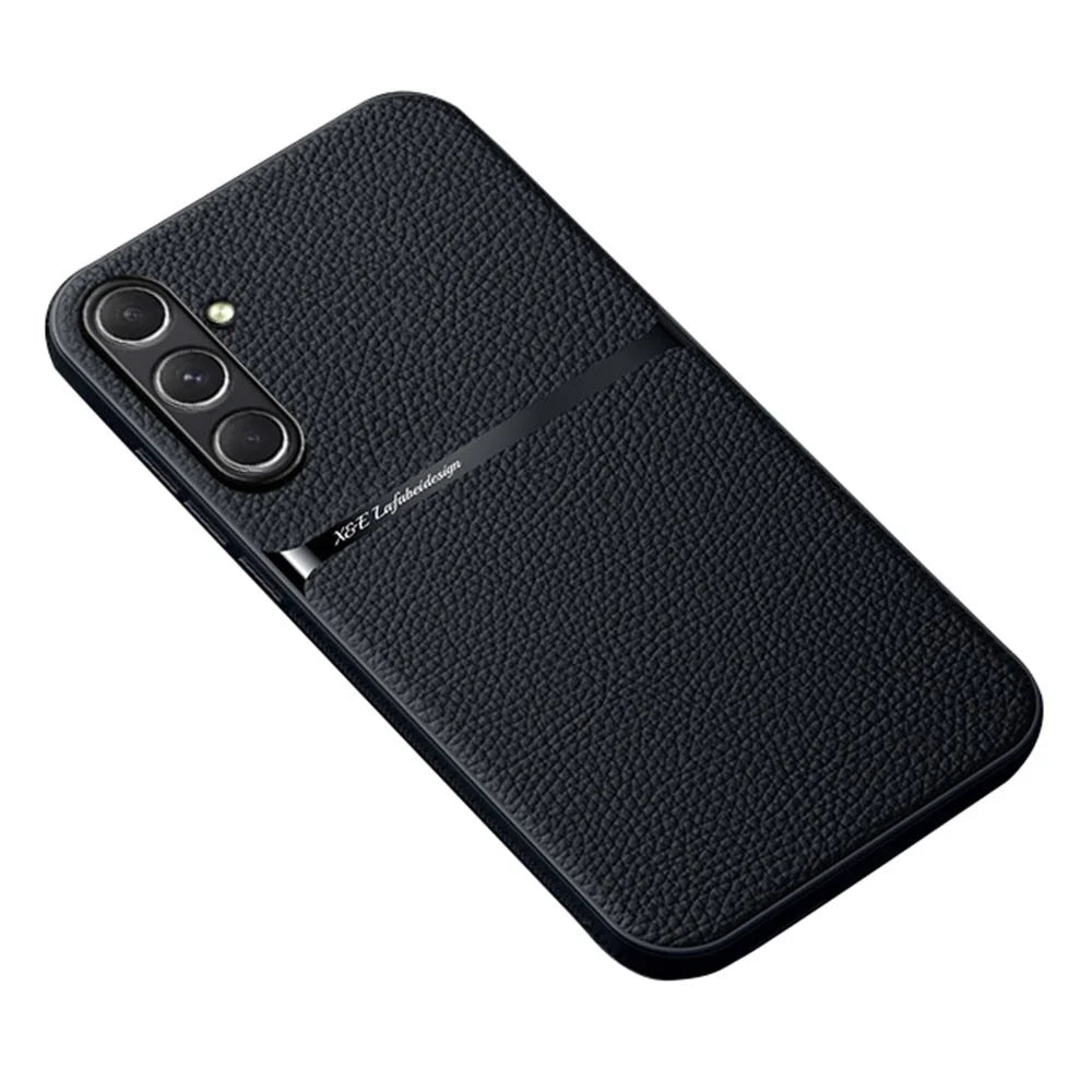 For Samsung Galaxy A16 5G  /  4G Magnetic Case Litchi Texture Slim Soft TPU + PU Leather Phone Cover - Black - 1