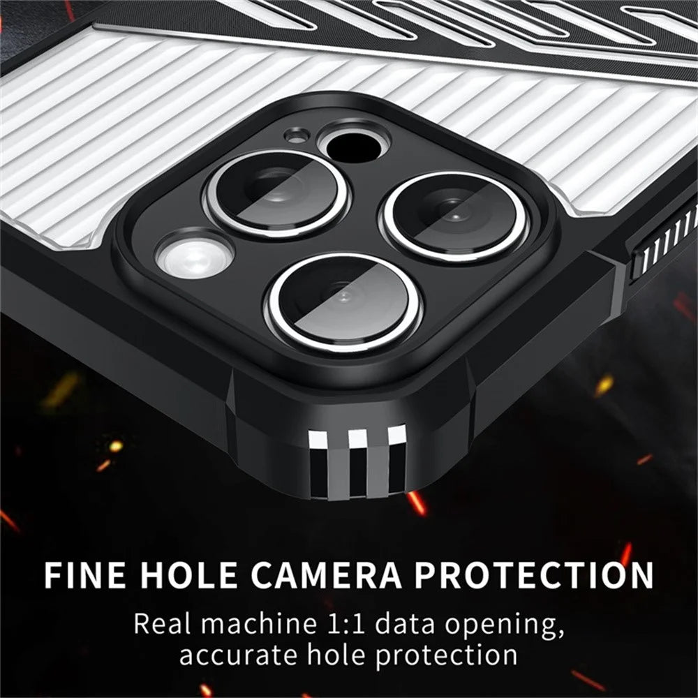 For iPhone 13 Pro Case Folding Kickstand PC + TPU Anti Drop Phone Cover - Transparent Black - 5