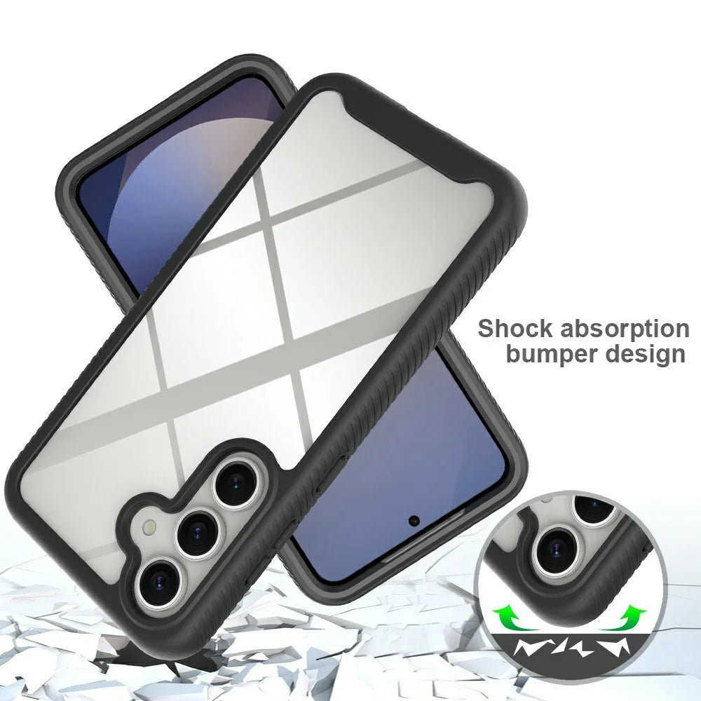 For Samsung Galaxy S25 Magnetic Case PC+TPU Phone Cover with PET Screen Film All-Around Protection - Black - 5