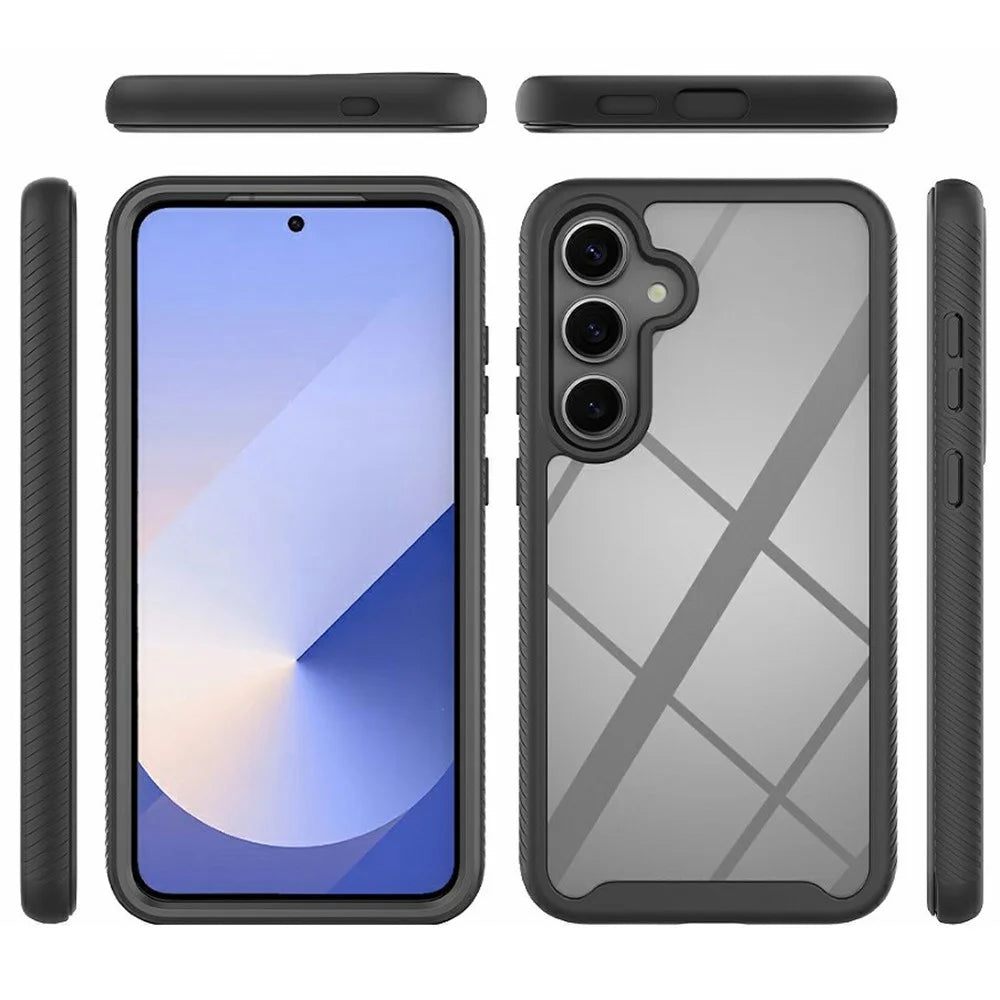 For Samsung Galaxy S25+ Magnetic Case PC+TPU Phone Cover with PET Screen Film All-Around Protection - Black - 6