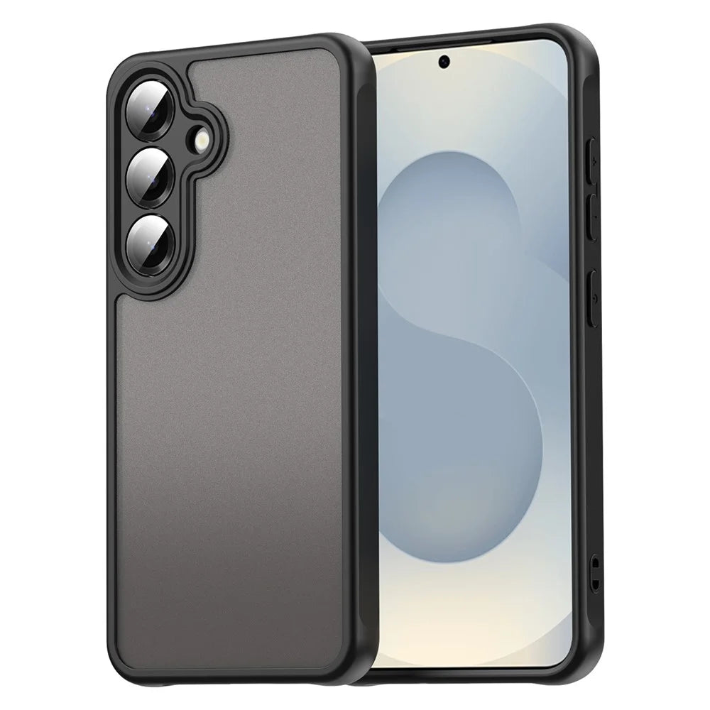 For Samsung Galaxy S25 / S24 Phone Case Drop Proof Airbags Frosted Translucent PC + TPU Back Cover - Black - 1