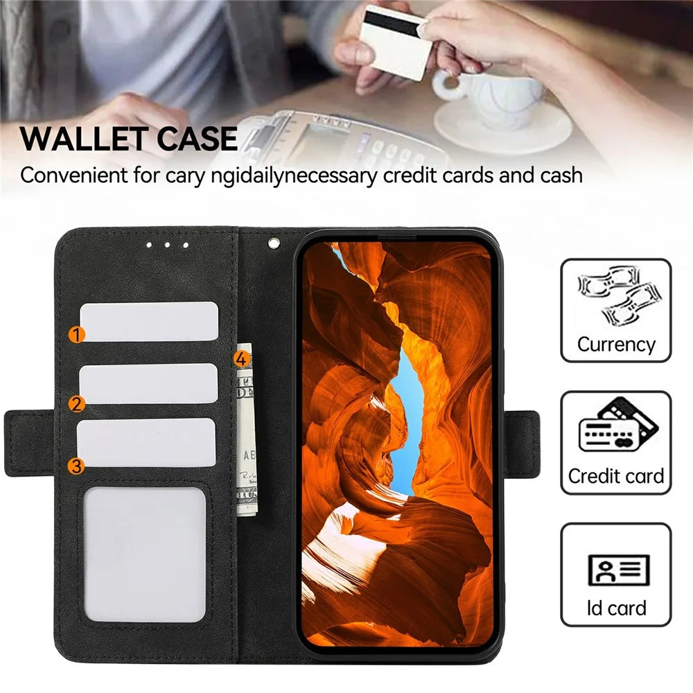 ABEEL For Samsung Galaxy S25 Edge Case PU Leather Folio Stand View RFID Blocking Phone Cover - Black - 5