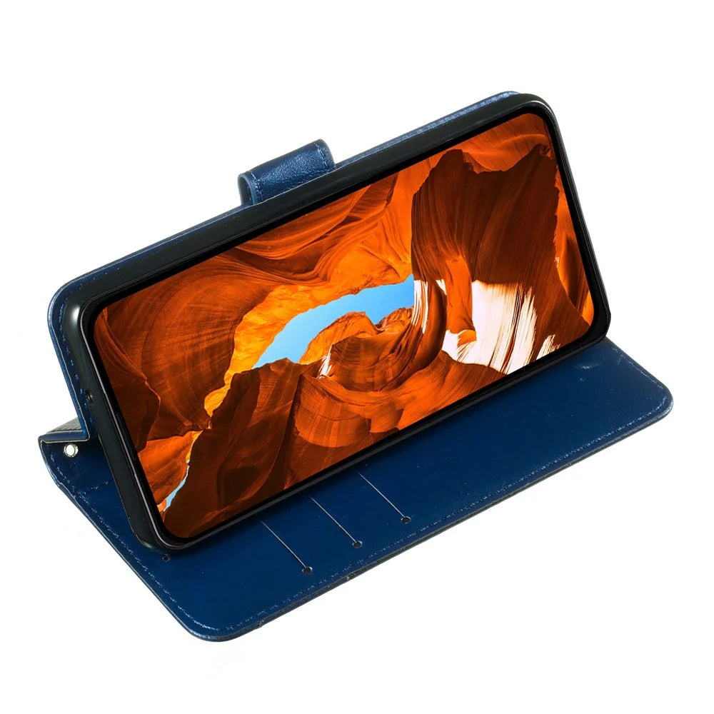 For Samsung Galaxy S25 Edge Case with Card Holder PU Leather Flip Wallet Phone Cover - Blue - 3