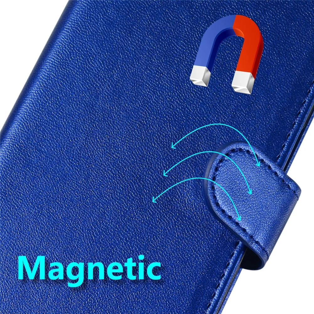 For Samsung Galaxy S25 Edge Case with Card Holder PU Leather Flip Wallet Phone Cover - Blue - 4