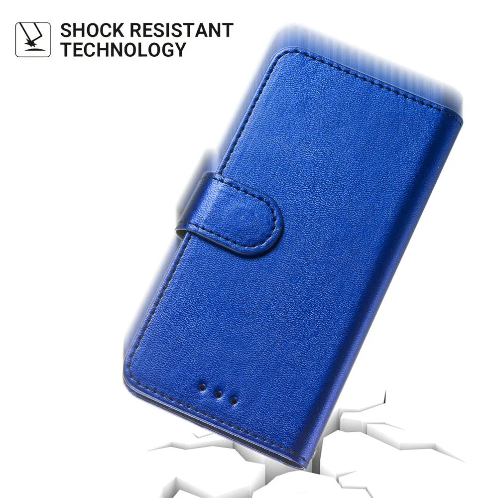 For Samsung Galaxy S25 Edge Case with Card Holder PU Leather Flip Wallet Phone Cover - Blue - 5