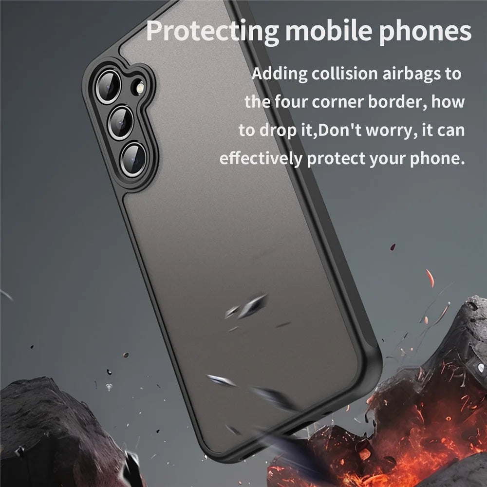For Samsung Galaxy A16 5G / A16 4G Phone Case Drop Proof Airbags Frosted Translucent PC + TPU Back Cover - Black - 4