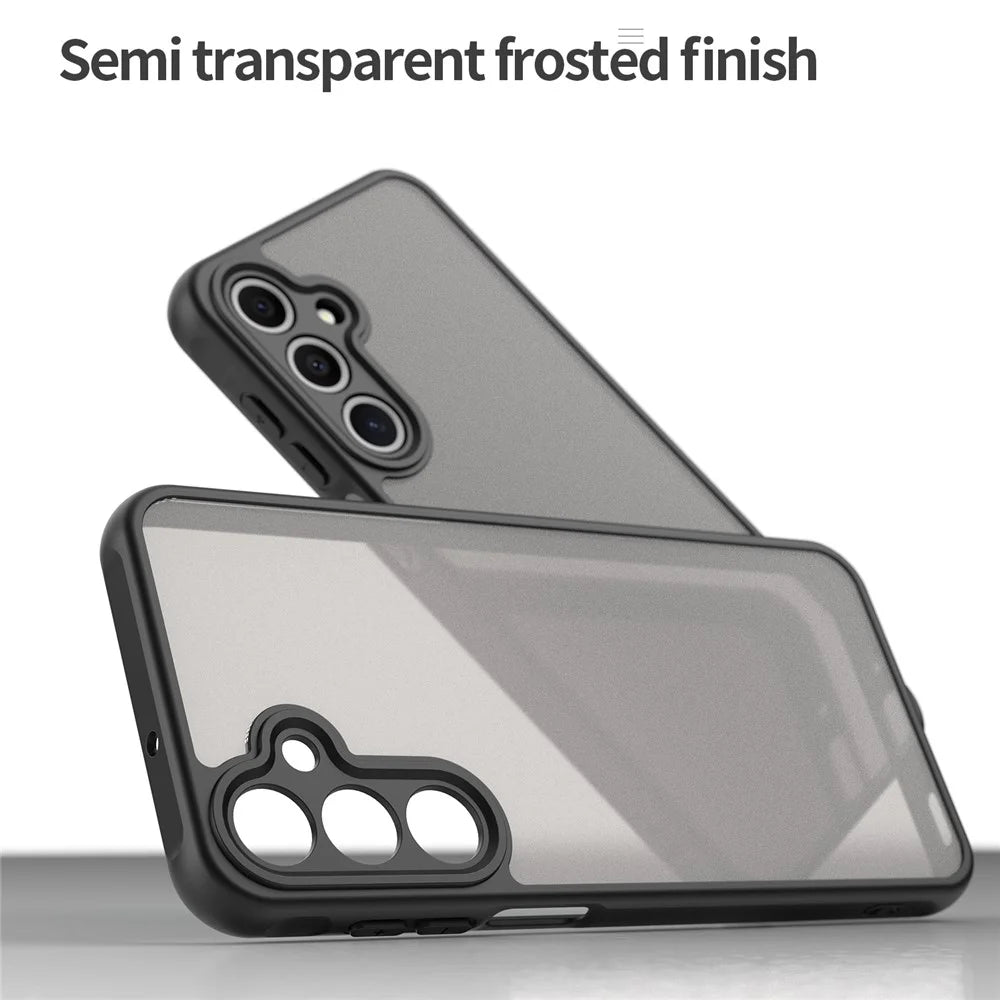 For Samsung Galaxy A16 5G / A16 4G Phone Case Drop Proof Airbags Frosted Translucent PC + TPU Back Cover - Black - 5