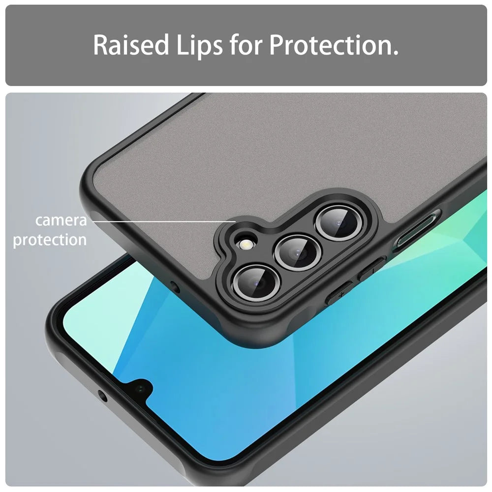 For Samsung Galaxy A16 5G / A16 4G Phone Case Drop Proof Airbags Frosted Translucent PC + TPU Back Cover - Black - 7
