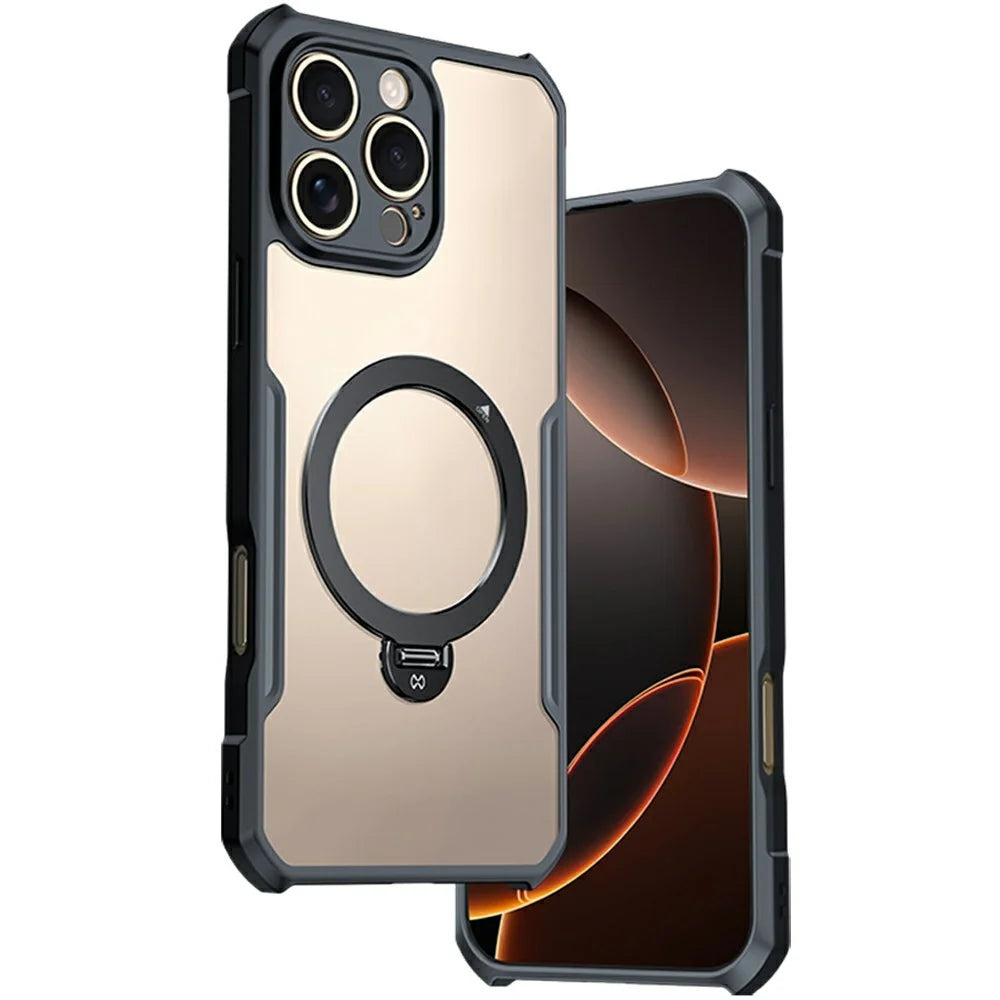 XUNDD For iPhone 16 Pro Max Case 360 Degree Magnetic Rotating Kickstand Shockproof Phone Cover - 1