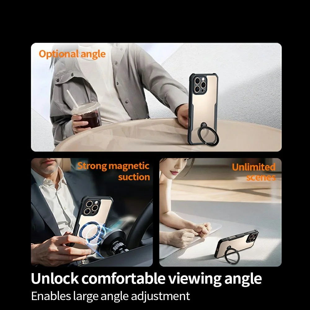 XUNDD For iPhone 16 Pro Max Case 360 Degree Magnetic Rotating Kickstand Shockproof Phone Cover - 6