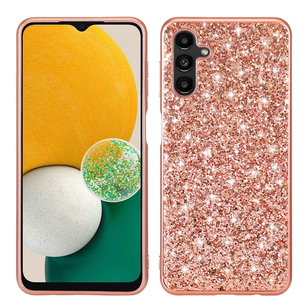 For Samsung Galaxy A36 5G Case TPU + PC Sparkling Glitter Phone Back Cover - Rose Gold - 1
