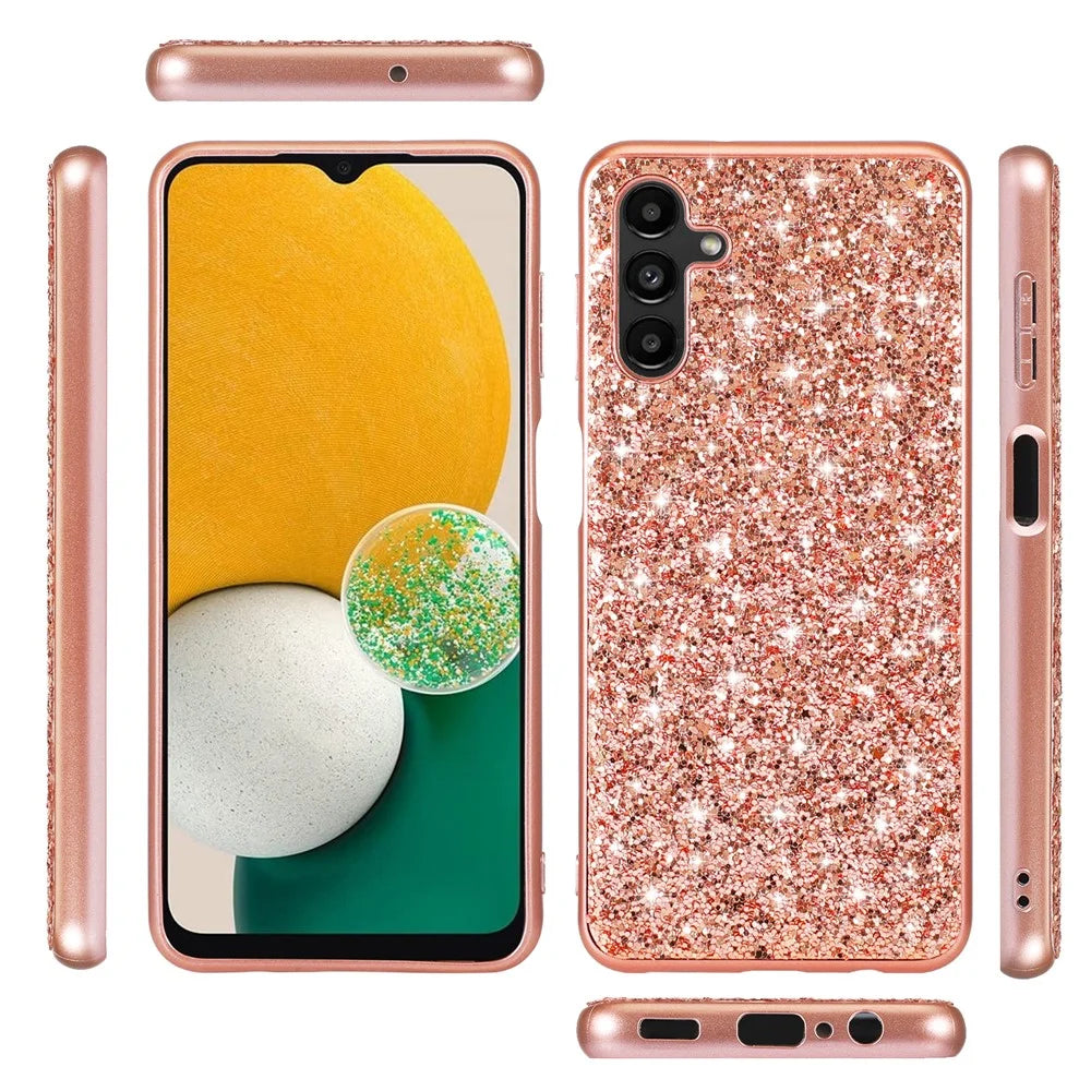 For Samsung Galaxy A36 5G Case TPU + PC Sparkling Glitter Phone Back Cover - Rose Gold - 6