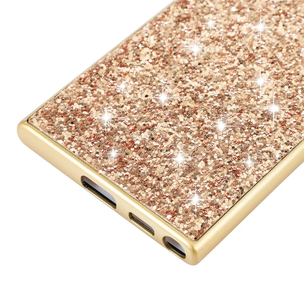For Samsung Galaxy S25 Ultra Case TPU + PC Sparkling Glitter Phone Back Cover - Gold - 3