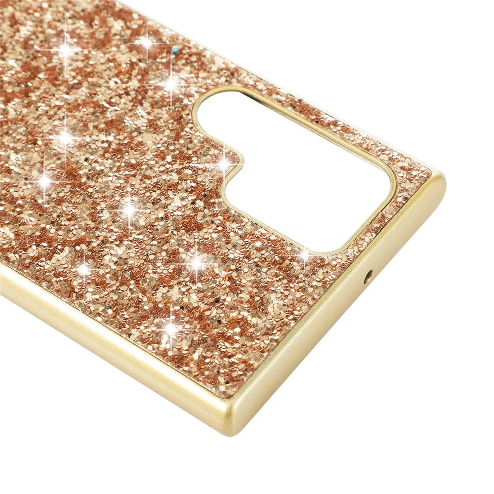 For Samsung Galaxy S25 Ultra Case TPU + PC Sparkling Glitter Phone Back Cover - Gold - 4