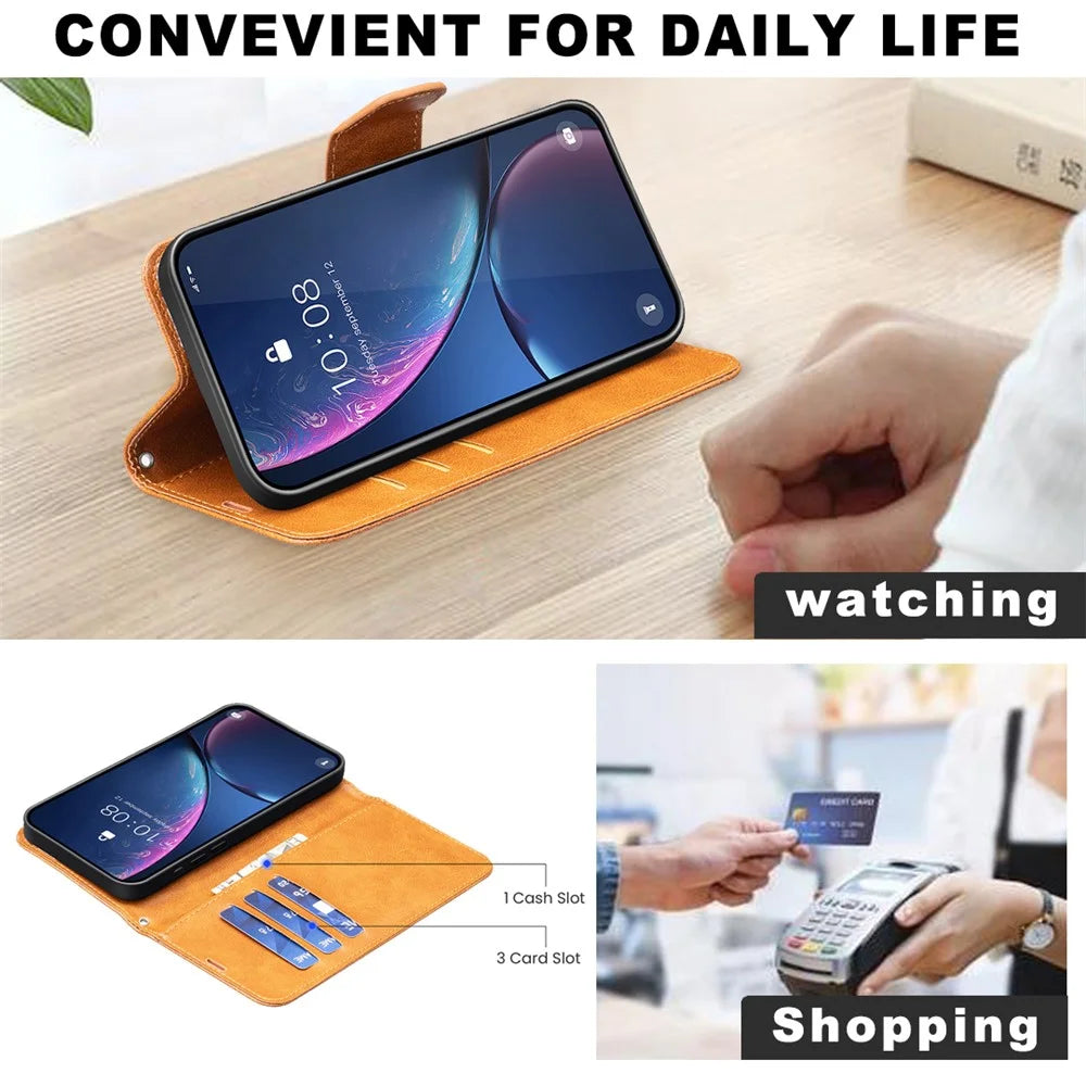 For Samsung Galaxy S25 Edge Case Shockproof PU Leather Cover with Wallet Card Slots - Yellow - 4