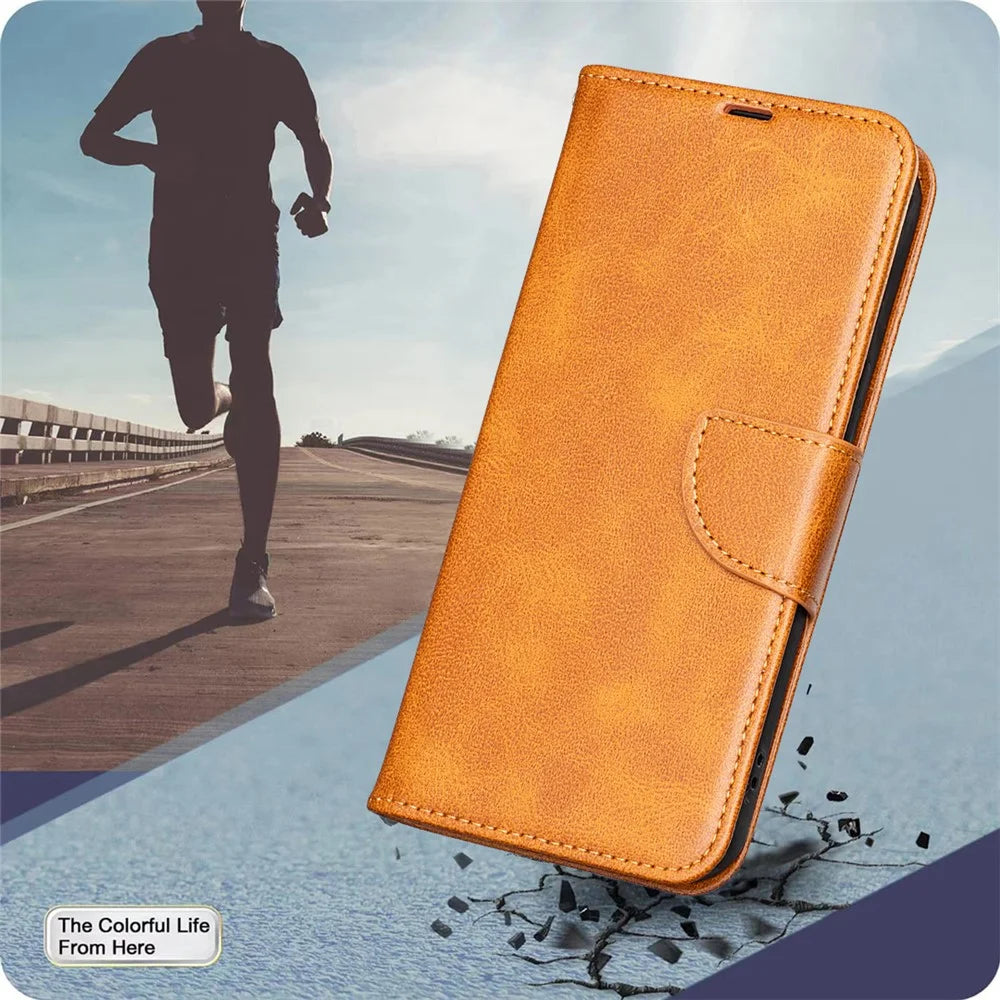For Samsung Galaxy S25 Edge Case Shockproof PU Leather Cover with Wallet Card Slots - Yellow - 6