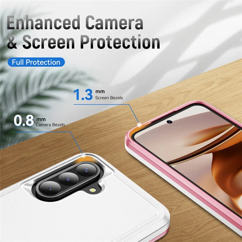 For Samsung Galaxy A56 5G Case PC + TPU Military Grade Drop Protective Phone Cover - White + Pink - 5