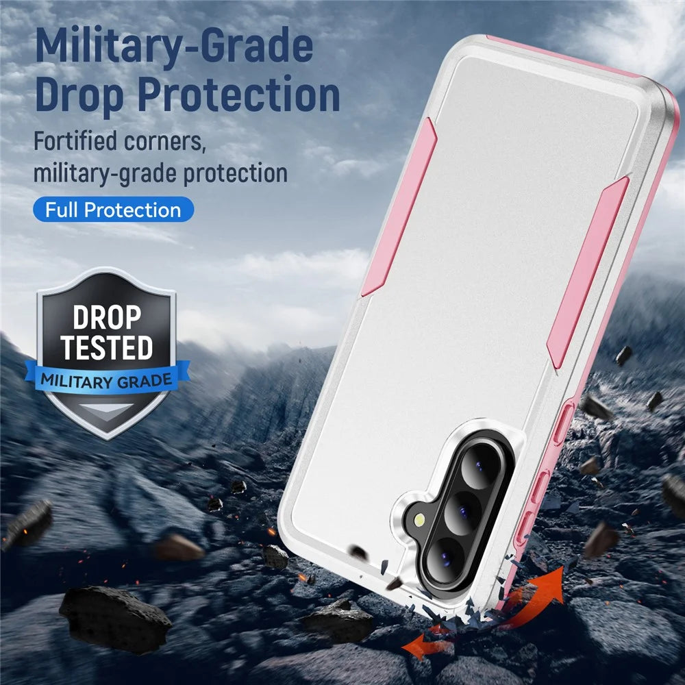 For Samsung Galaxy A56 5G Case PC + TPU Military Grade Drop Protective Phone Cover - White + Pink - 6