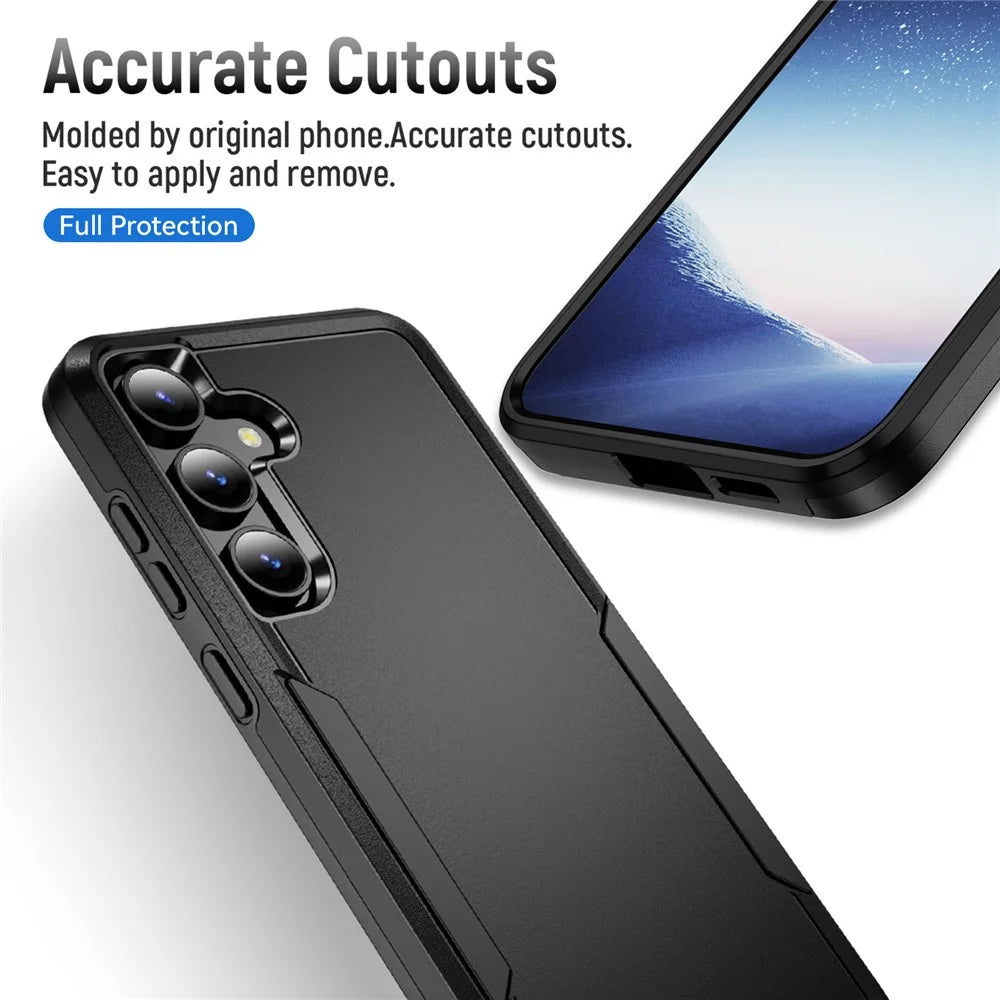 For Samsung Galaxy S24 FE Case PC + TPU Military Grade Drop Protective Phone Cover - Black - 3