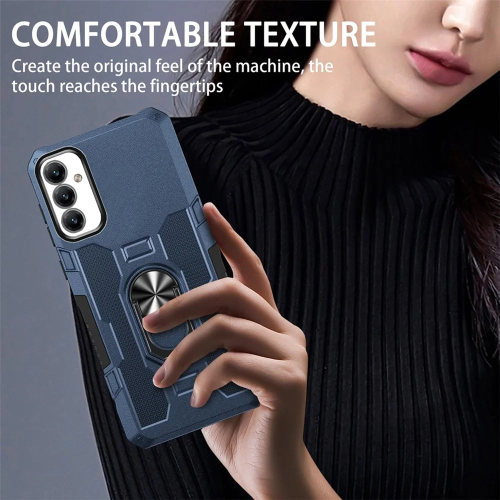 For Samsung Galaxy A25 5G (Global) (161.0 x 76.5 x 8.3mm) Phone Case Ring Kickstand PC + TPU Shockproof Cover - Blue - 3