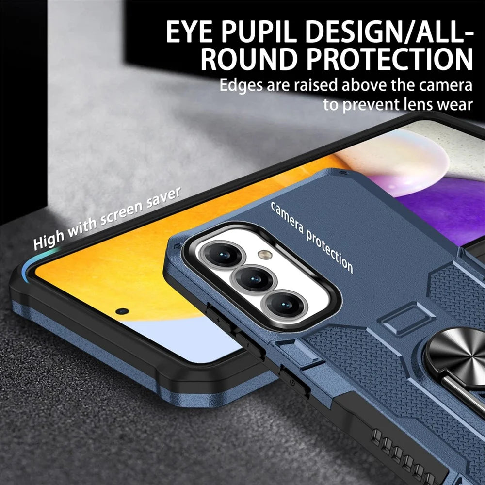 For Samsung Galaxy A25 5G (Global) (161.0 x 76.5 x 8.3mm) Phone Case Ring Kickstand PC + TPU Shockproof Cover - Blue - 4