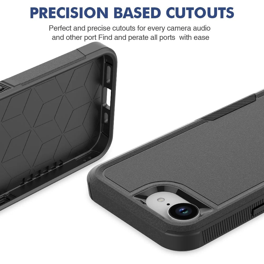 For iPhone 17e / 16e Case 2 in 1 PC + TPU Shockproof Phone Cover - Black - 5