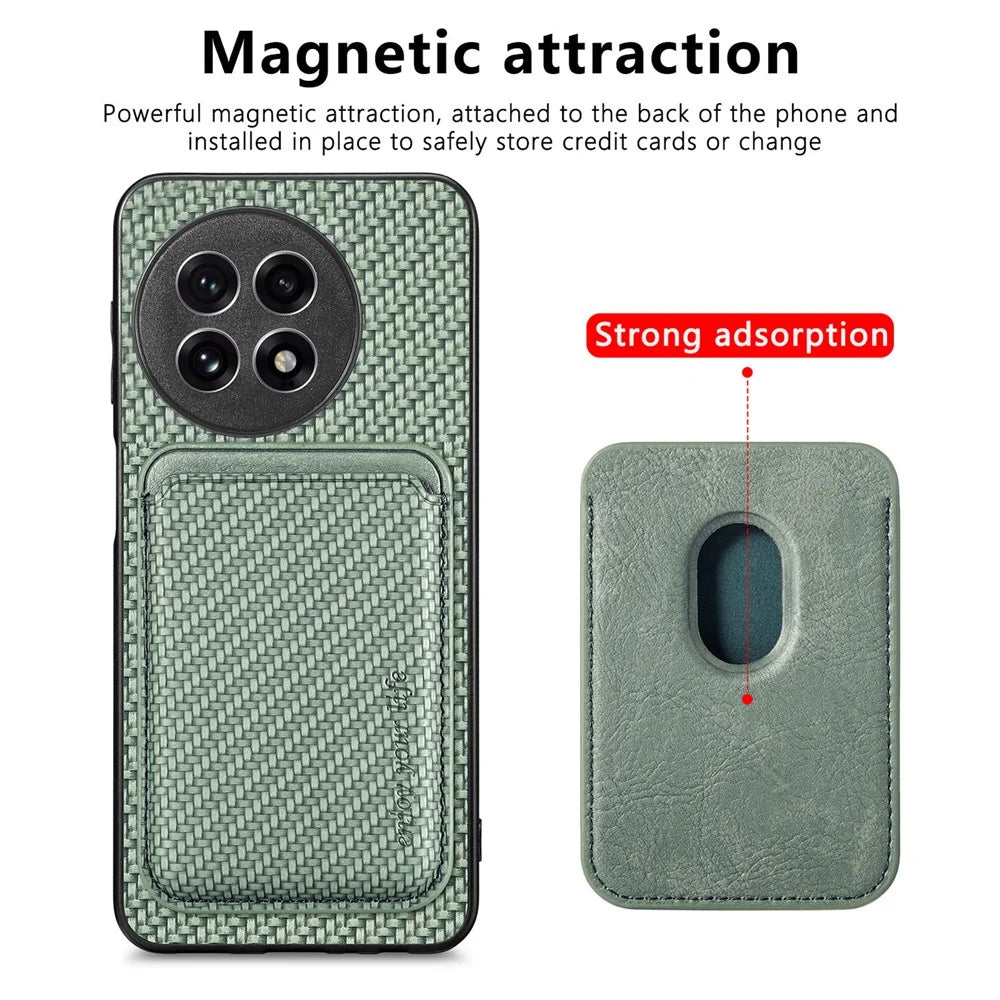 For OnePlus Ace 5 5G / Ace 5 Pro 5G / 13R 5G Case Magnetic Detachable Card Holder Phone Back Cover - Green - 2