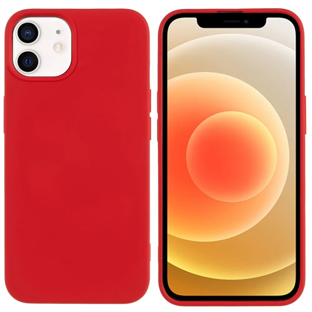 For iPhone 12 mini 5.4 inch Anti-scratch 2.0mm Soft TPU Case Drop-proof Cell Phone Cover - Red - 1