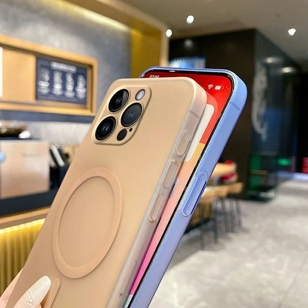 For iPhone 15 Pro Max Magnetic Case Compatible with MagSafe Frosted PC Phone Cover with Camera Lens Protector - Titanium Grey - 5