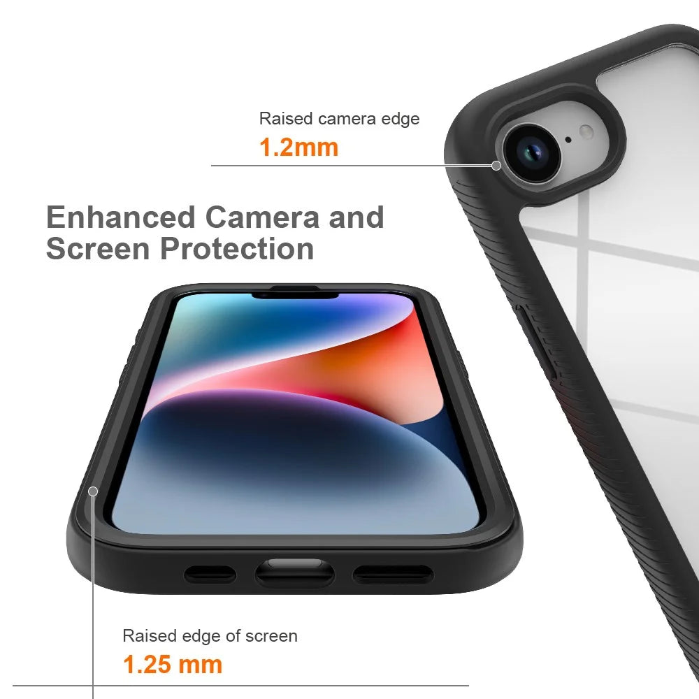 For iPhone 17e / 16e Case Anti Drop 2 in 1 PC + TPU Phone Cover - Black - 3