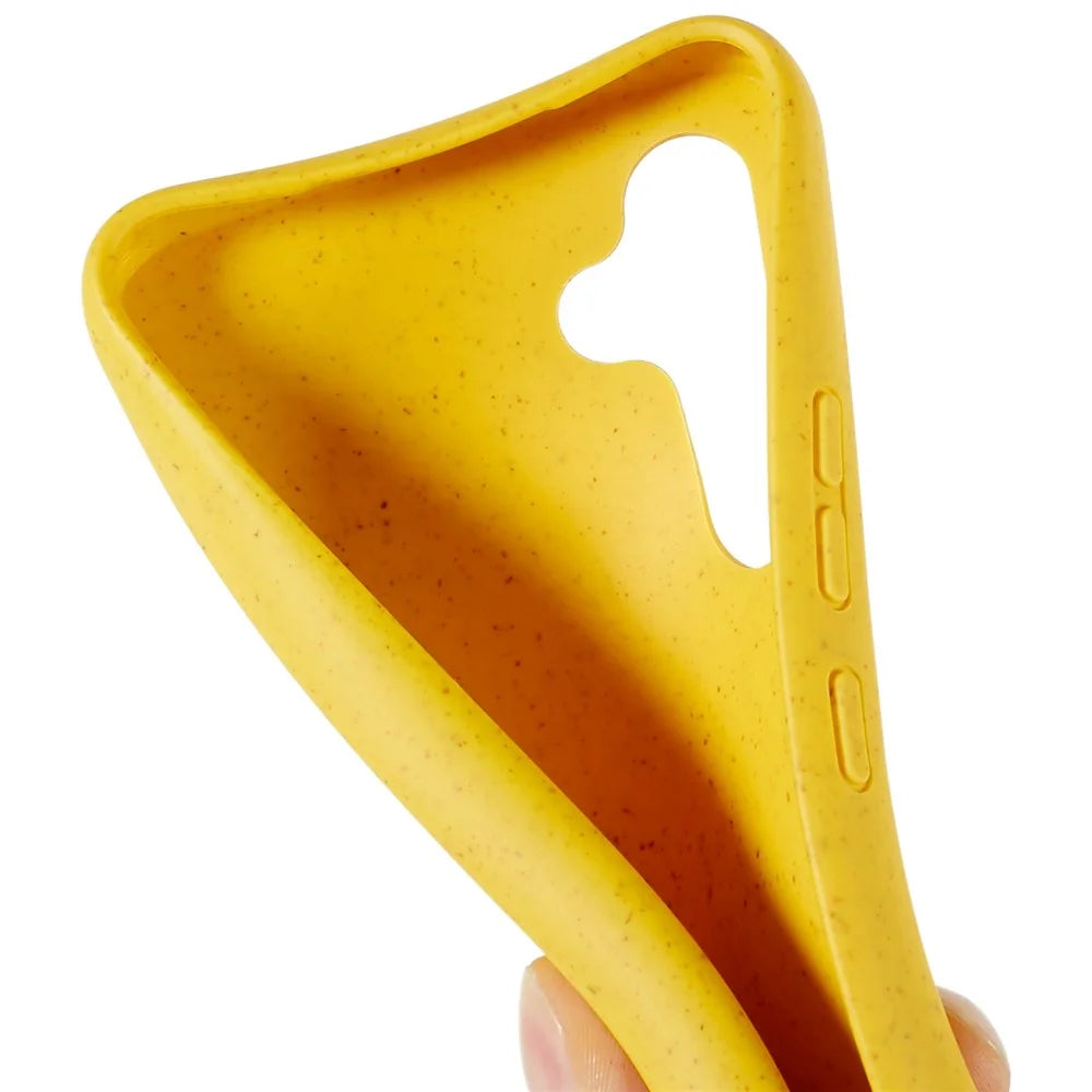 For Samsung Galaxy S25 Case Biodegradable Wheat Straw+TPU Phone Cover with Long Lanyard - Yellow - 5