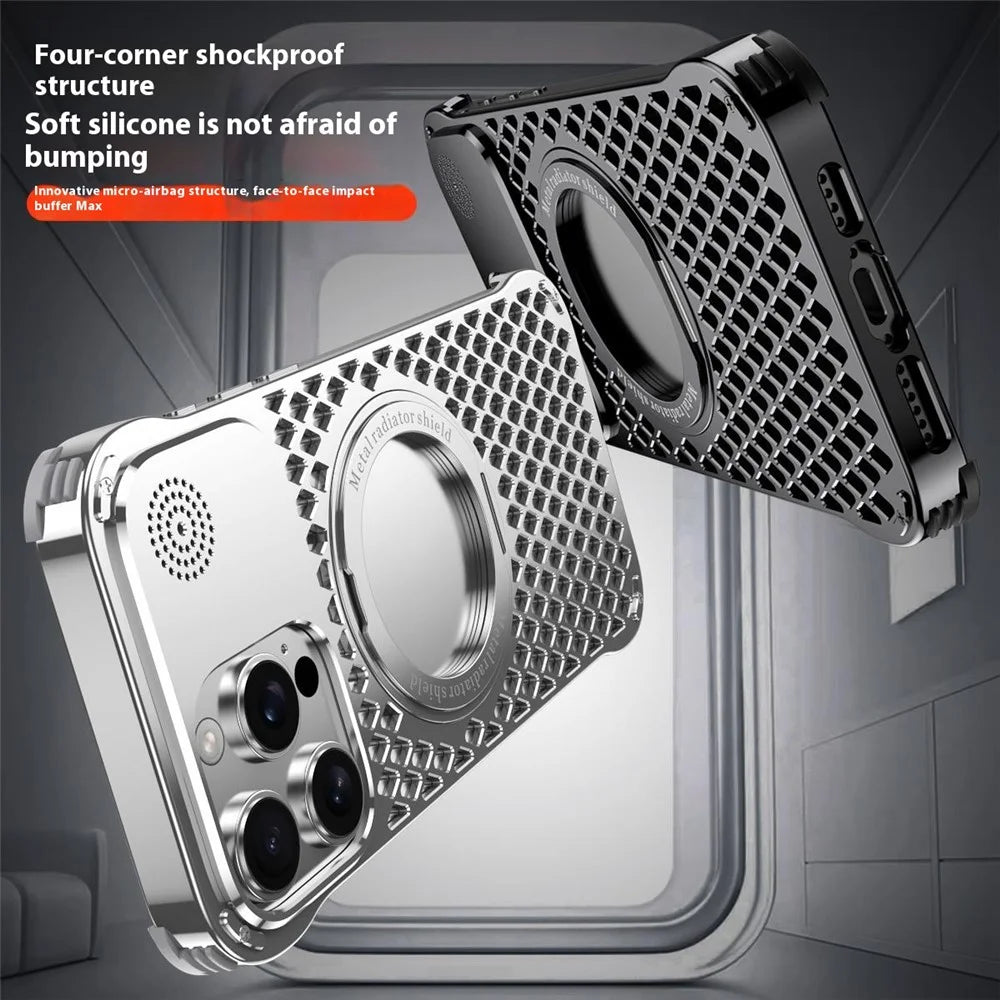 R-JUST RJ64 For iPhone 16 Pro Magnetic Case Aluminum Alloy Perfume Cooling Phone Cover with Rotating Kickstand - Black - 4