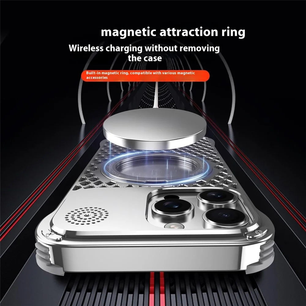 R-JUST RJ64 For iPhone 16 Pro Magnetic Case Aluminum Alloy Perfume Cooling Phone Cover with Rotating Kickstand - Black - 5