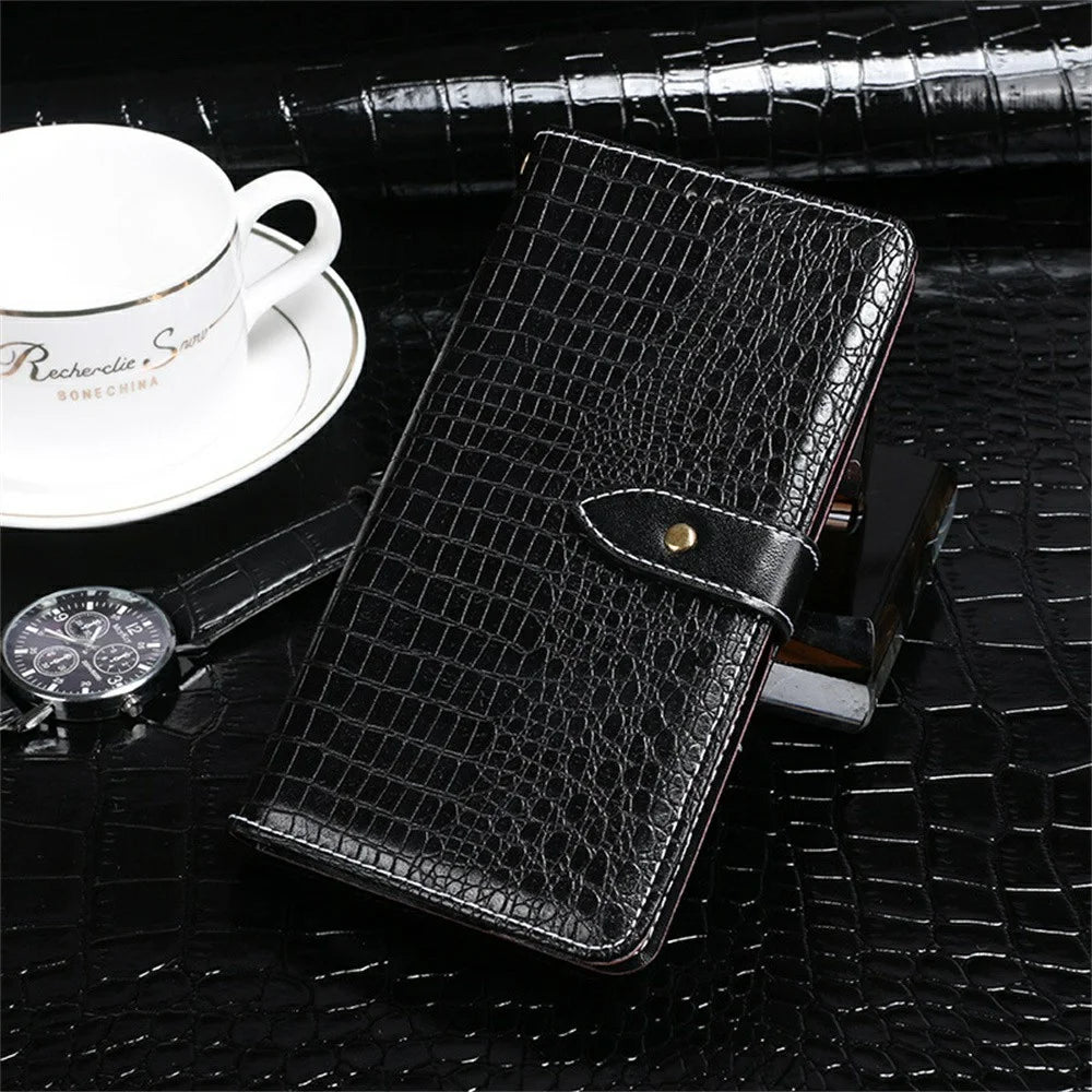 IDEWEI For Samsung Galaxy S25 Ultra Case Crocodile Texture PU Leather Flip Phone Cover - Black - 5